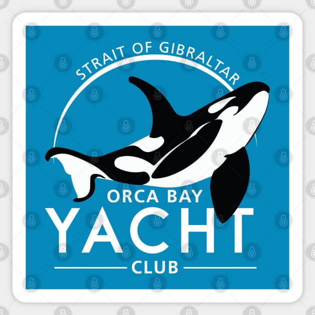 Orca Bay Yacht Club - reverse white Sticker by Rackham